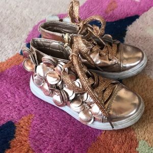 Girls Darling 3D Flower Metallic Booties